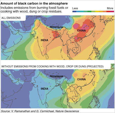 Amount of Black Carbon in the Atmosphere